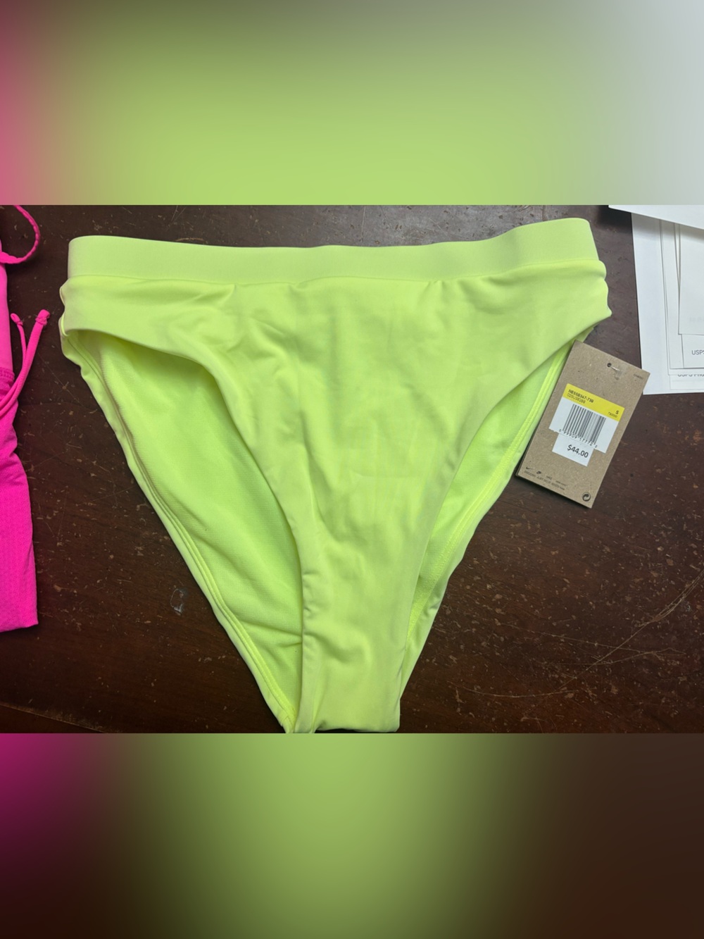 Swim nike neon yellow bikini workout bottom BNWT gym beach surfing resort small